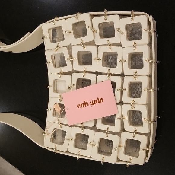 💕CULT GAIA💕 Terra Cutout Square-Link Crossbody Bag ~ Off White NWT - Picture 11 of 16